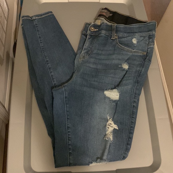 Tall Inseam - Bombshell Skinny Premium Stretch High-Rise Destructed Jeans - Picture 12 of 13